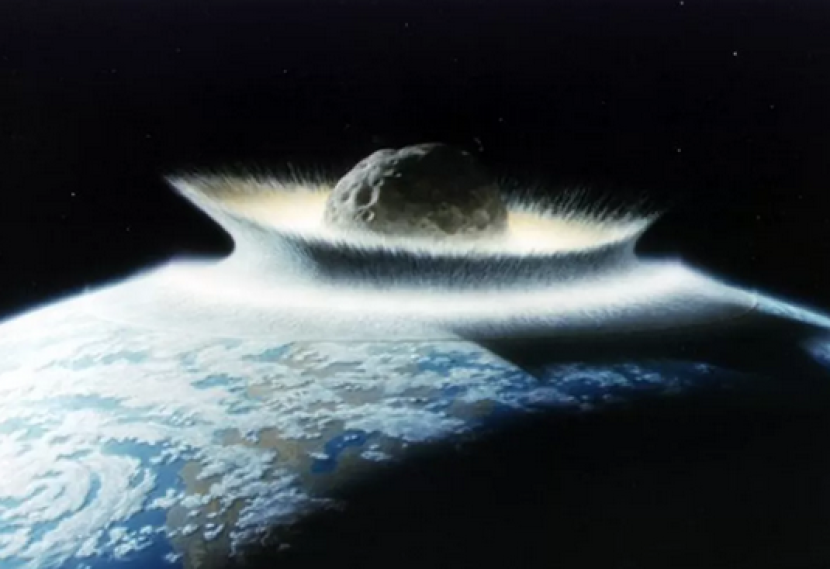 Ilustrasi tabrakan asteroid besar. Tabrakan asteroid yang kuat pada planet yang menyimpan kehidupan dapat mengeluarkan partikel kecil pembawa kehidupan ke ruang antarbintang, menurut sebuah penelitian pada Maret 2023. Gambar: NASA/Don Davis