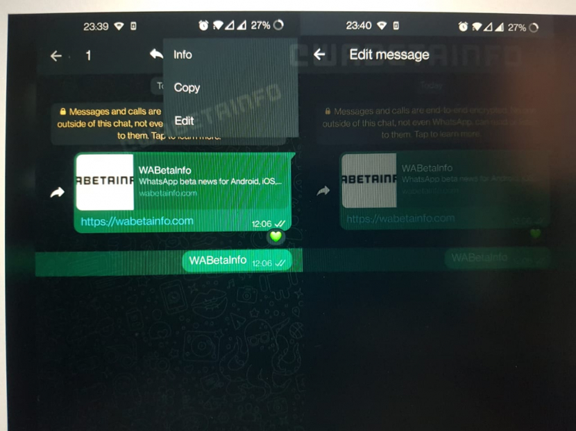 Rencana fitur baru Whatsapp (WA), Edit teks.
