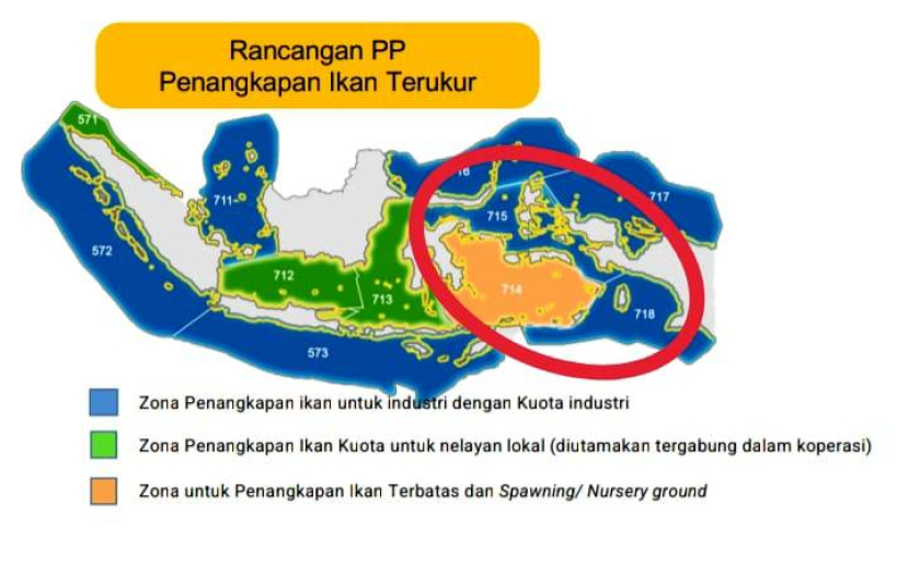 Tiga wilayah pengelolaan perikanan (WPP) di Maluku yang menjadi tempat penelitian mengenai kebijakan penangkapan ikan terukur (executive summary riset zia Ulhaq payapo)