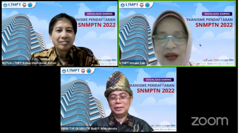 Lembaga Tes Masuk Perguruan Tinggi (LTMPT) mengadakan webinar Sosialisasi Daring Penerimaan Mahasiswa Baru Perguruan Tinggi tahun 2022 yang disiarkan melalui channel youtube LTMPT Official, Ahad (13/2).  Foto :kampus.republika.co.id