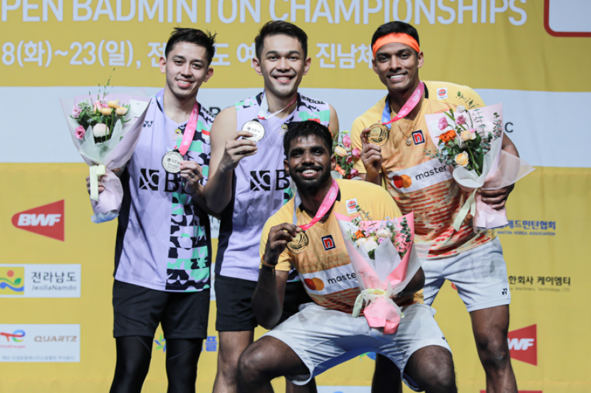 Fajar Alfian/Muhammad Rian Ardianto dikalahkan pasangan India, Satwiksairaj Rangkyreddy/Chirag Shetty di final Korea Open 2023.