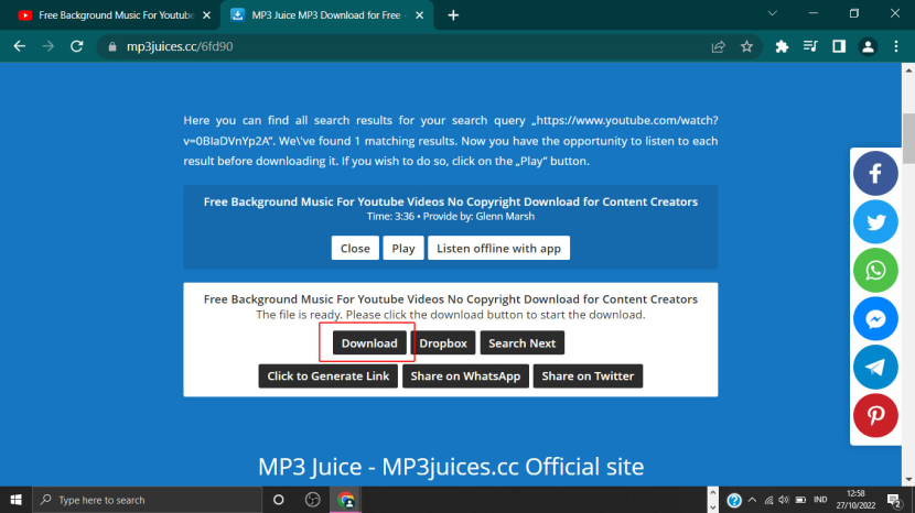 Download lagu MP3 dari Youtube di MP3 Juice.