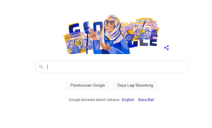  Doodle Google Rasuna Said. Google dalam Doodlenya menampilkan sosok HR Rasuna Said, untuk memperingati hari lahir ke 120 pahlawan perempuan Indonesia yang ditakuti Belanda. Foto: Tangkapan Layar.