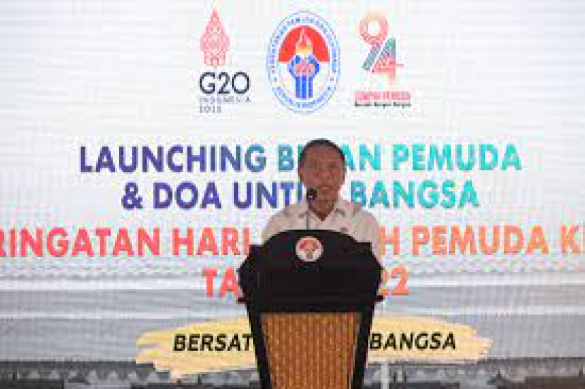 Menpora Zainudin Amali dalam Acara Launching Bulan Pemuda 2022 di Wisma Kemenpora, Jakarta, Senin (10/10).