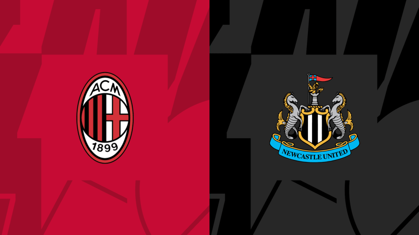 Logo AC Milan (kiri), Newcastle United (kanan). Foto: DAZN