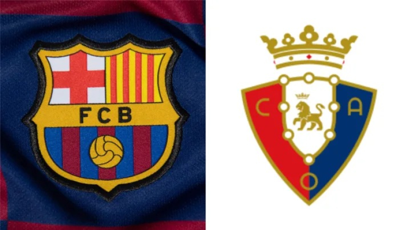 Logo Barcelona (kiri), Osasuna (kanan). Foto: 90min.com.