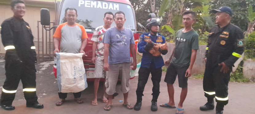 Petugas Damkar berhasil mengeluarkan kucing dari dalam sumur. (Dok UPT Damkar Satpol PP Kabupaten Kuningan)