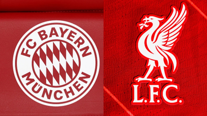 Logo Bayern Munchen (kiri), Liverpool (kanan). Foto: 90min.com