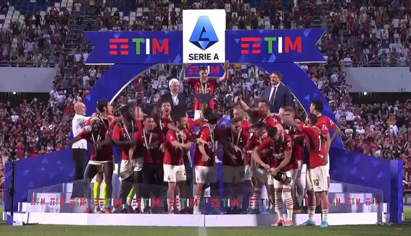 AC Milan raih Scudetto. AC Milan keluar sebagai juara Liga Italia Serie-A musim 2021/2022. Ini adalah Scudetto ke-19 sepanjang sejarah. Foto: Tangkapan Layar.