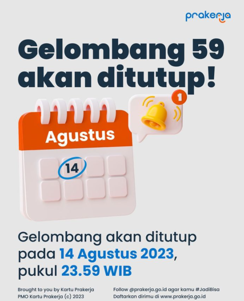 Kartu Prakerja Gelombang 59 segera ditutup. Foto : @prakerja.go.id