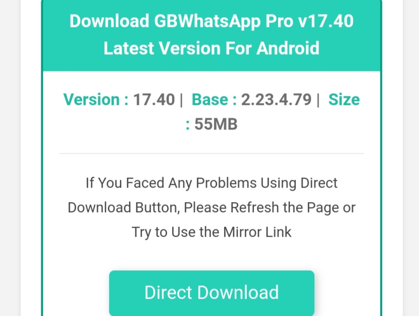Download dan install GB WhatsApp Pro versi 17.40 Mei 2023 tanpa fitur menarik