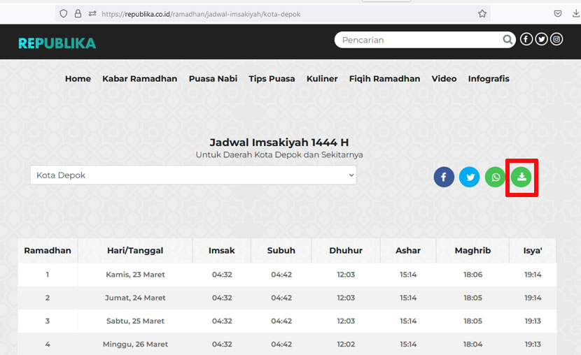 Screenshot laman download PDF di ramadhan.republika.co.id