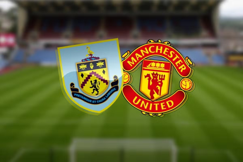 Logo Burnley (kiri), Manchester United (kanan). Foto: Evening Standard