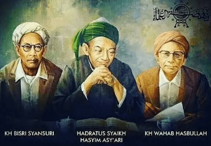 Keterangan: KH. Hasyim Asy'ari, KH. Wahab Chasbullah, KH. Bisri Syansuri.