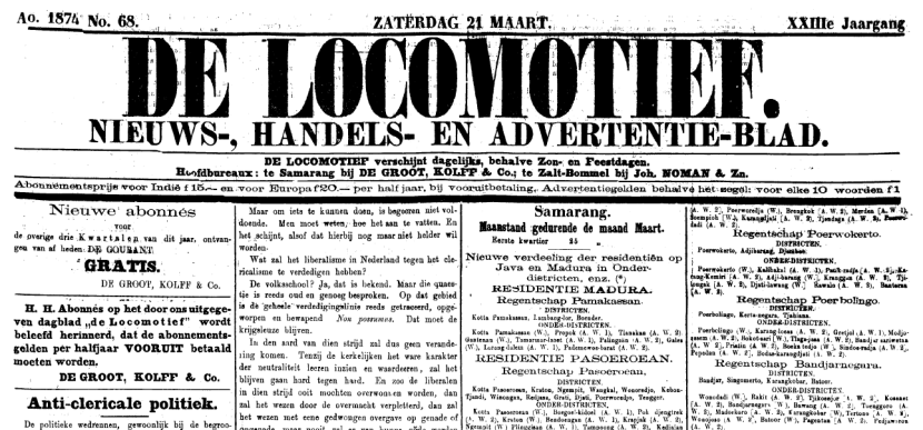 Koran di masa awal politik etis: De Locomotief.