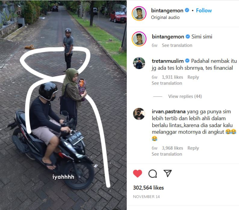 Cuplikan postingan Bintang Emon di Instagram.