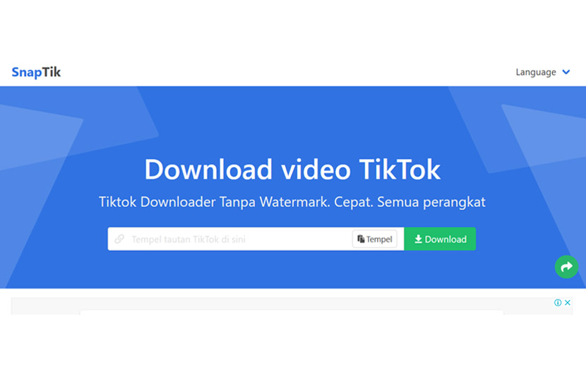 Snaptik. Video TikTok downloader yang bisa diakses online.