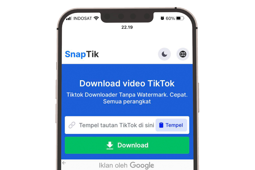 Cara download video TikTok tanpa watermark di Snaptik. Ilustrasi.