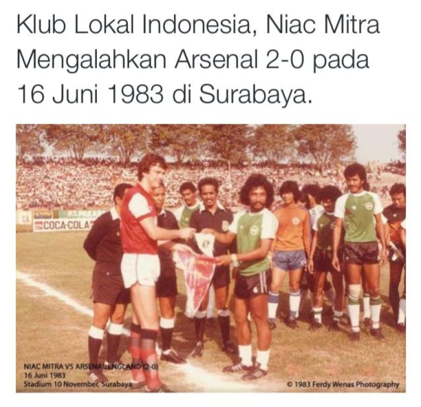 Dokumentasi Arsenal Vs NIAC Mitra (dok.pinterest)