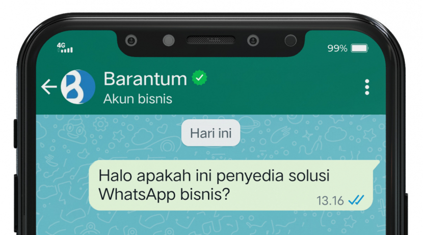 Contoh Akun WhatsApp Business Dengan Centang Hijau / Verified Badge (Sumber: Barantum.com)