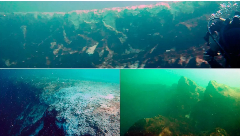 Gambar bawah laut menunjukkan lubang biru terdalam kedua di dunia. Gambar: Alcérreca-Huerta et al/Frontiers in Marine Science