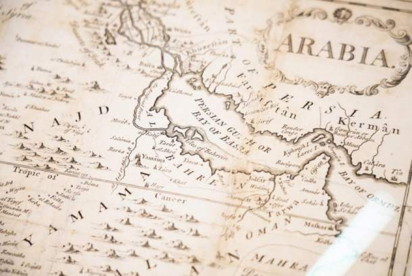 Peta Arabia dalam Alquran milik Presiden AS Thomas Jefferson. (AP Photo/Jon Gambrell)