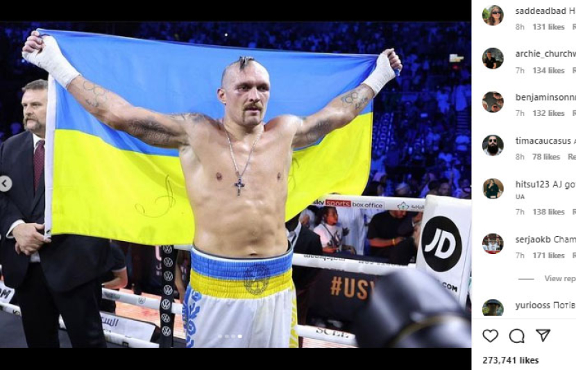 Oleksandr Usyk, petinju yang juga mantan pejuang Ukraina, sukses mempertahankan gelar juara dunia kelas berat versi WBA, IBF, WBO, dan IBO,