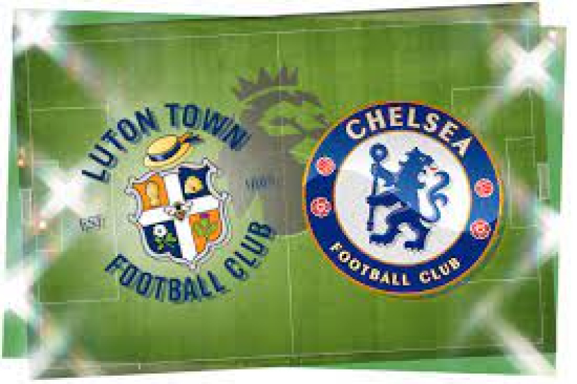 Logo Luton Town (kiri), Chelsea (kanan). Foto: The Standard.