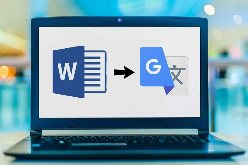 Logo Microsoft Word dan Google Translate di laptop. Ilustrasi.