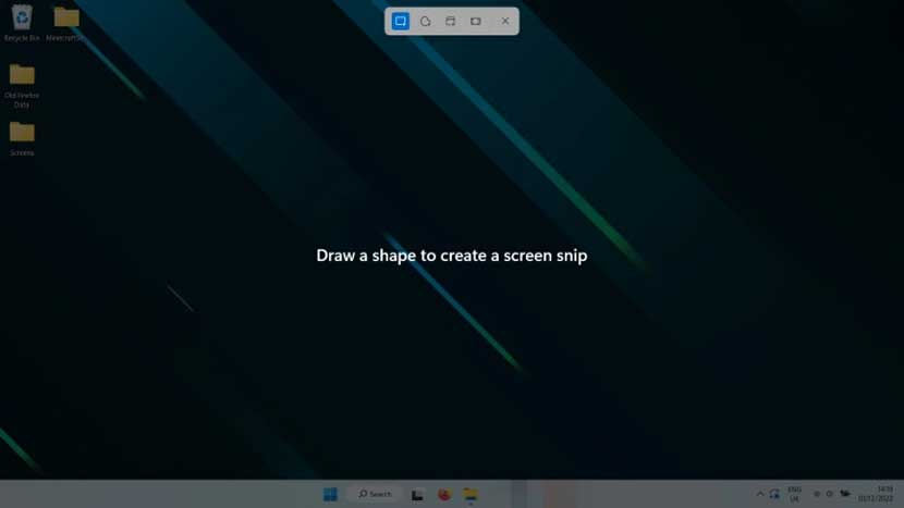 Mengambil screenshot menggunakan Sniping Tool di Windows 11.