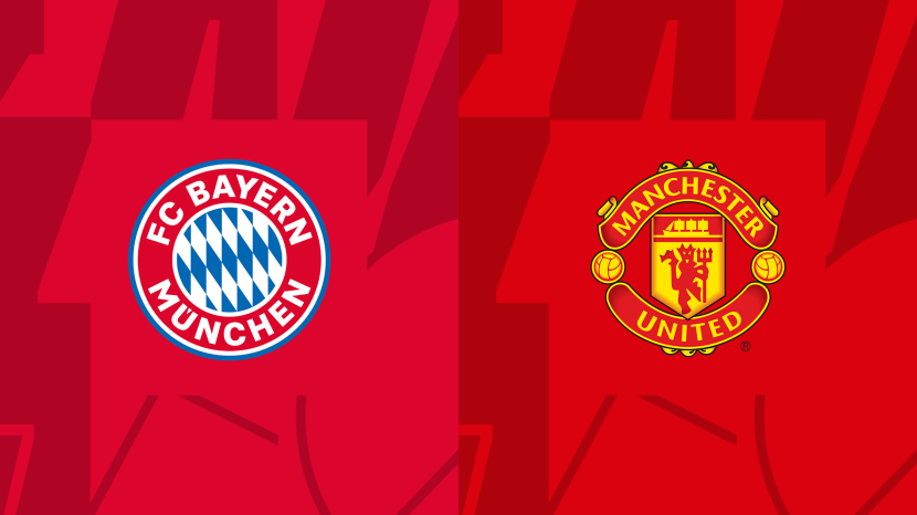 Logo Bayern Munchen (kiri), Manchester United (kanan). Foto: DAZN