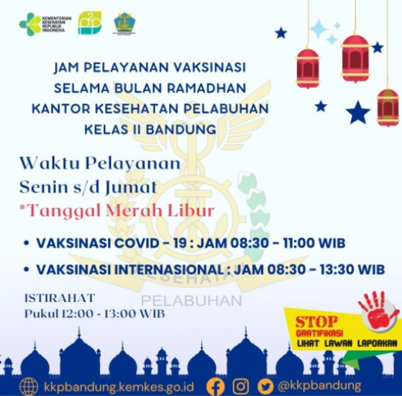 Jadwal vaksinasi di KKP Kelas II Bandung. Dok. Instagram