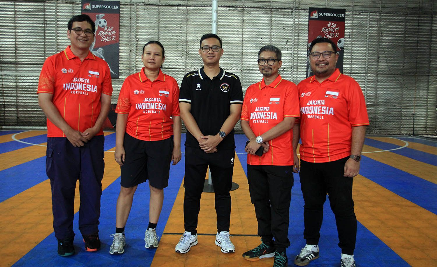 Pengurus dan tim pelatih Timnas korfball Indonesia yang akan tampil pada Piala Asia Korfball 2025 atau IKF Korfball Asia Cup 2025 di Malaysia, Desember 2025. (Media Korfball DKI Jakarta)