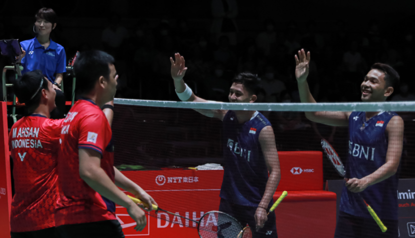 Fajar Alfian/Muhammad Rian Ardianto mengalahkan seniornya, Hendra Setiawan/Mohammad Ahsan di babak perempat final Japan Open 2023.