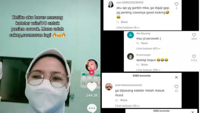 Seorang perawat menjadi pembicaraan di media sosial karena diduga melakukan pelecehan seksual terhadap pasiennya. Foto: Tangkapan layar AREAJULID