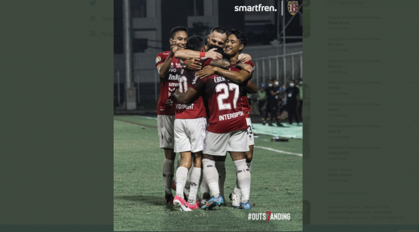 Bali United mematok kemenangan guna mengunci gelar juara Liga 1 Indonesia musim ini. (Twitter/@BaliUtd)