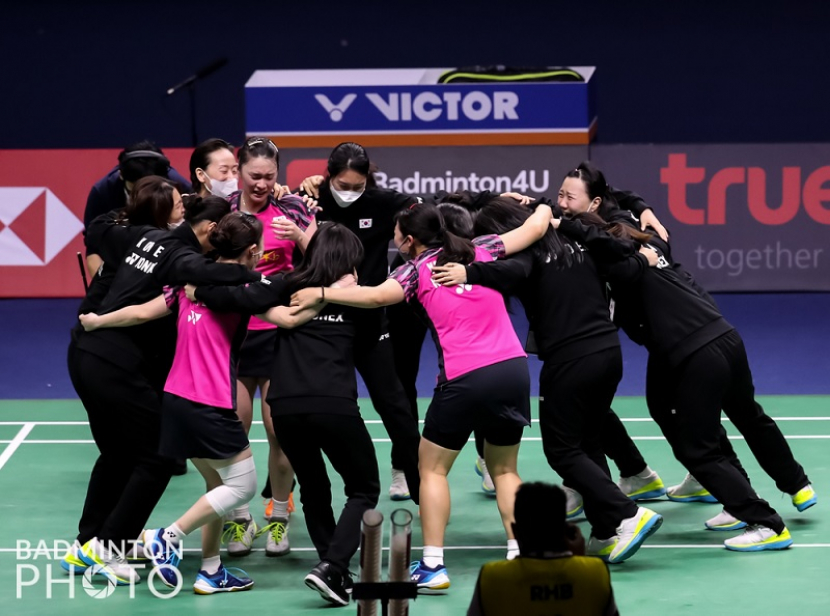 Korea memenangkan laga final Piala Uber 2022 setelah mengalahkan Cina dengan 3-2. (Source: badmintonphoto)
