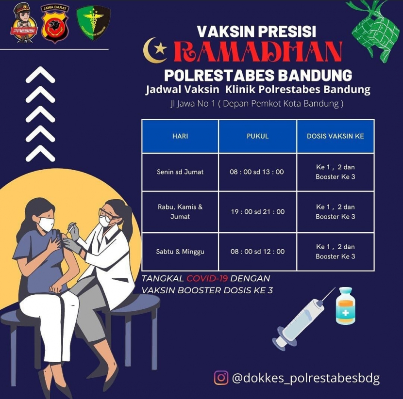 Jadwal vaksinasi di Polrestabes Bandung. Dok. Instagram