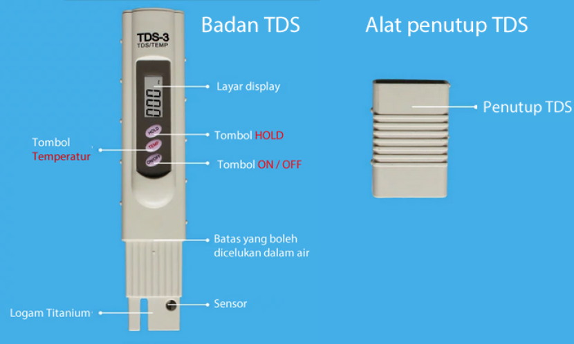 TDS meter, alat untuk mengecek kandungan nutrisi dalam air tandon hidroponik dengan satuan PPM