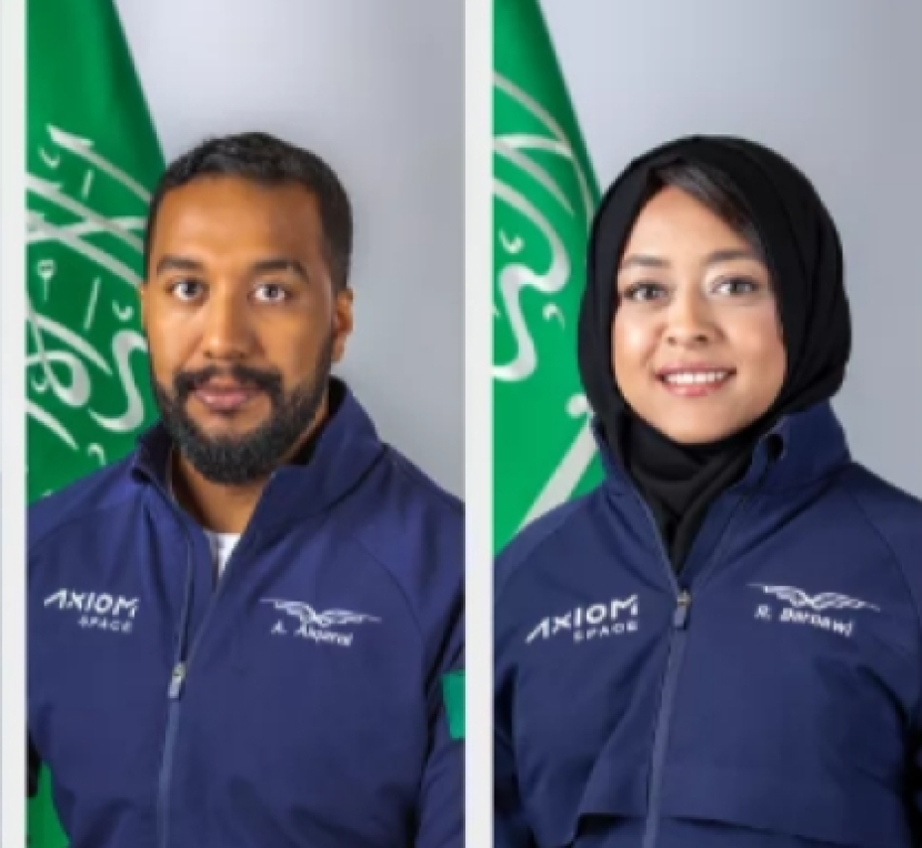 Astronot Arab Saudi, Ali Alqarni dan Rayyanah Barnawi akan meluncur ke ISS. Gambar: Axiom Space