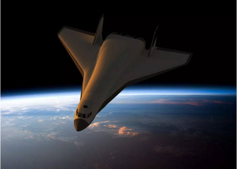 Ilustrasi Radian One yang terbang saat matahari terbenam. Gambar: Radian Aerospace.
