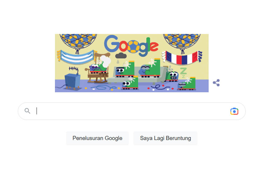 Google Doodle nobar PIala Dunia 2022: Argentina vs Prancis.