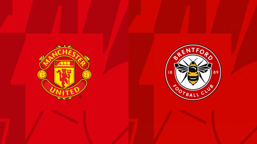 Logo Manchester United (kiri), Brentford FC (kanan). Foto: DAZN