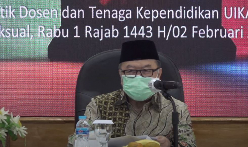 Ketua Senat UIKA Bogor, Prof Didin Hafidhuddin menjadi pembicara dalam Workshop Peran Strategis Perguruan Tinggi dalam Membangun SDM yang Beradab, di Kampus UIKA Bogor, Jawa Barat, Rabu (2/2). Foto : Humas UIKA