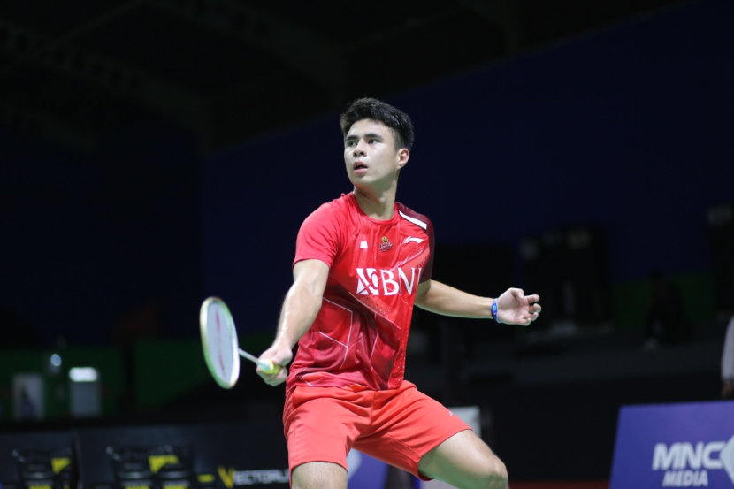 Para pemain muda tunggal putra Indonesia bertanding di turnamen China Masters 2023. Salah satunya Ikhsan Leonardo Rumbay.