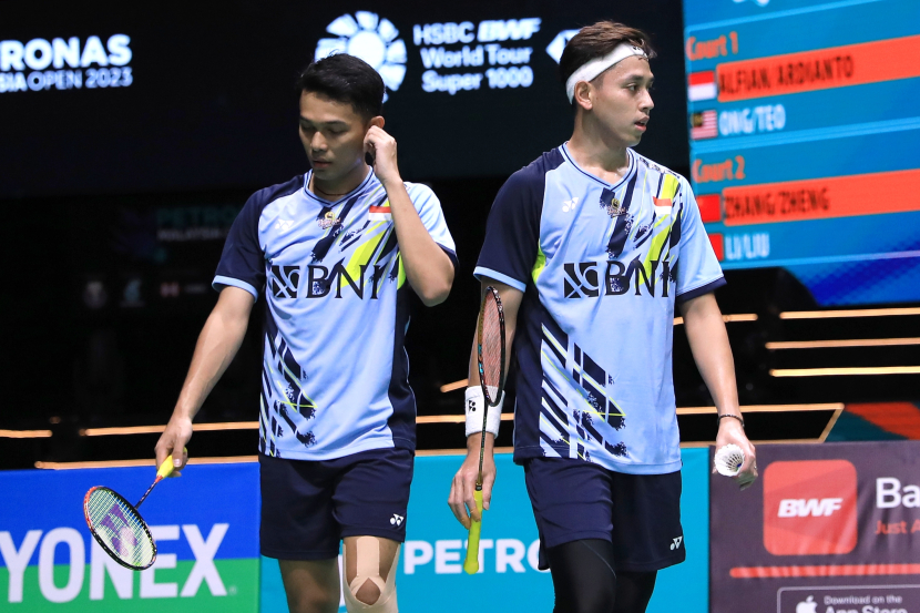 Pasangan Indonesia, Fajar Alfian/Muhammad Rian Ardianto akan melawan ganda putra masa depan Cina, Wang Chang/Liang Wei Keng di babak final Malaysia Open 2023.