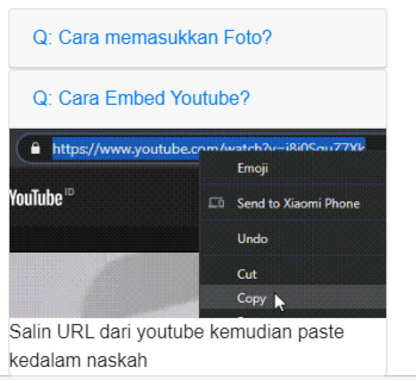 Copy URL atau alamat Video Youtube (Bukan kode embed) 