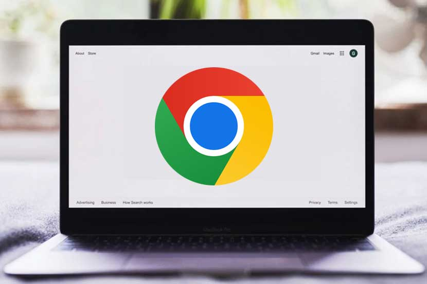 Logo Google Chrome di laptop.