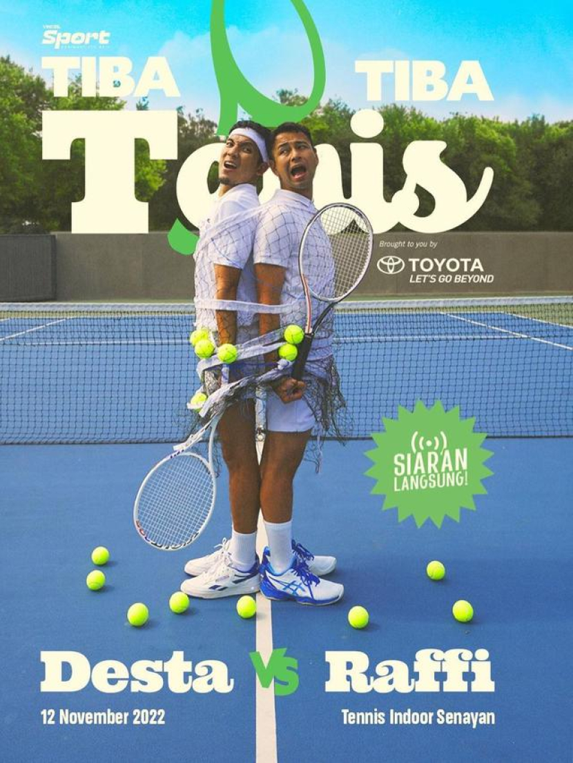 Vindes Sport gelar Tiba-tiba Tennis (TTT), Raffi Ahmad bakal tanding tennis lawam Desta, di Istora Senayan 12 November 2022 (Instagram Vindes)