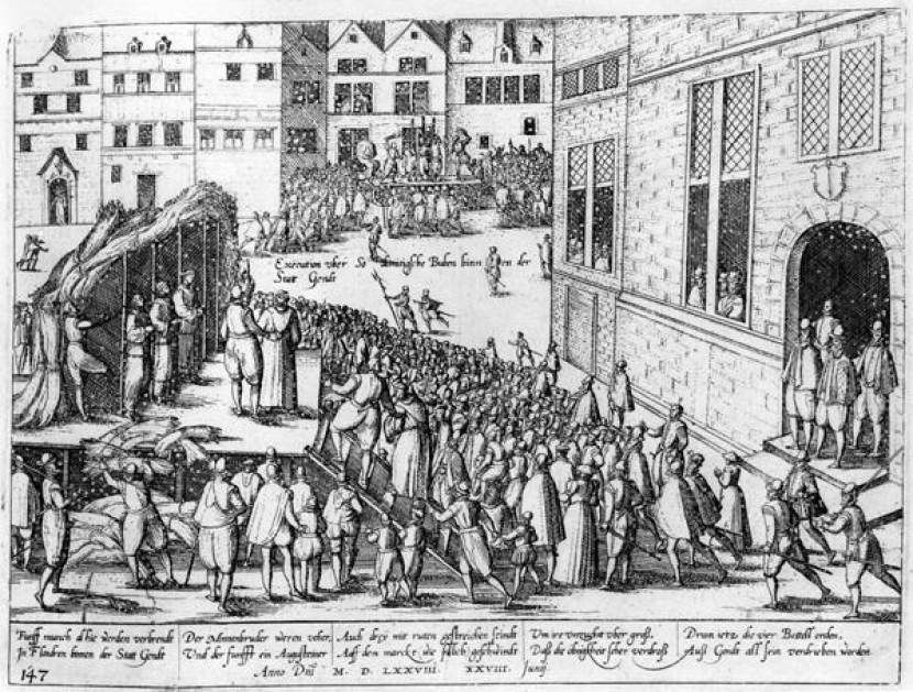 Eksekusi pelaku Sodomi di depan kerumunan masa di Ghent, 28 Juni 1578.